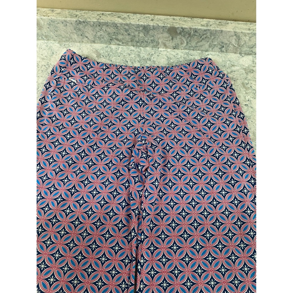 J.McLaughlin Pants Catalina Cloth XS Blue Red Geometric Trellis Straight Leg - Picture 5 of 10